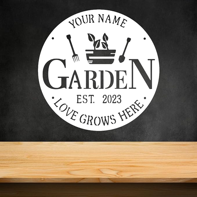 CFC0121316 Metal Garden Sign, Personalized Metal Sign Outdoor Decoration, Exclusive Customized Name Plaque Decoration for Potting Shed, Mom, Grandma, Grandpa