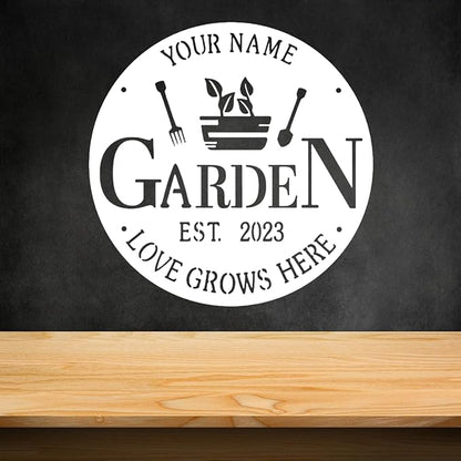 CFC0121316 Metal Garden Sign, Personalized Metal Sign Outdoor Decoration, Exclusive Customized Name Plaque Decoration for Potting Shed, Mom, Grandma, Grandpa