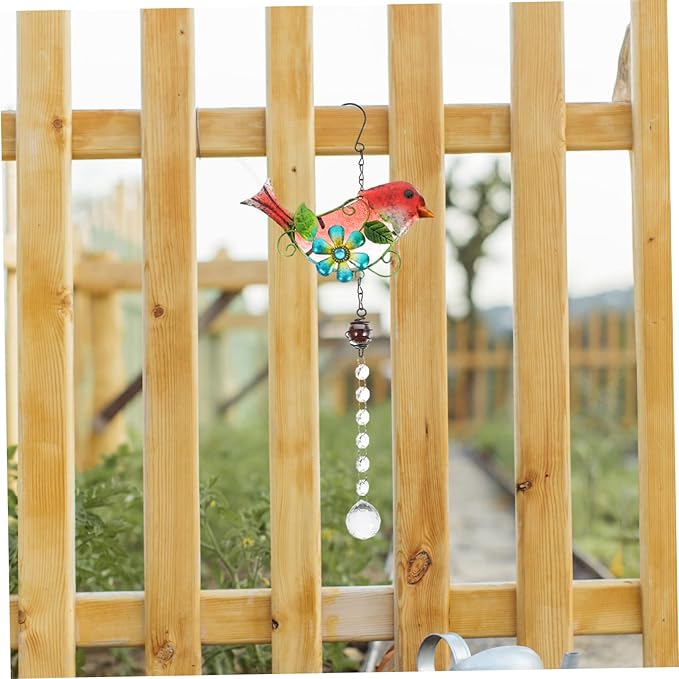 INOOMP Stained Bird Hanging Decor Bird Ornament with Crystals for Garden and Home Vibrant Art Sculpture for Tree and Outdoor Scene