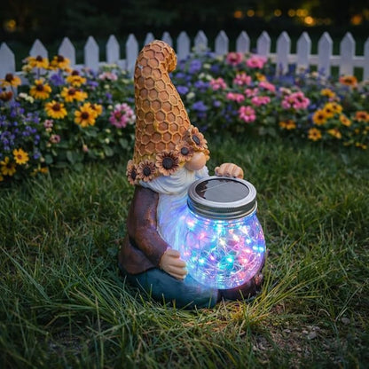 Lyeasw Outdoor Gnome Garden Decor with Solar Light, Sunflower Gnome Statue for Yard Patio Lawn, Resin Garden Gift for Women, Mom, Grandma, Housewarming