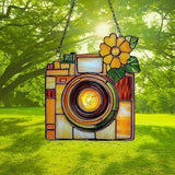 Vintage Retro Camera Acrylic Suncatcher Stained Glass Effect Window Car Hanging Christmas Ornament Indoor Outdoor Decor Garden Sun Catcher Panel for Acrylic Suncatcher Lover for Women Mom Grandma