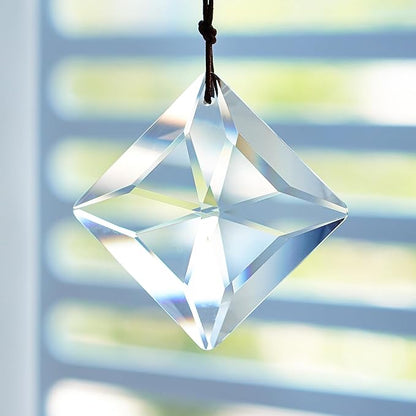 HDCRYSTALGIFTS 2PCS 50mm Clear Crystal Sun Catcher Prisms, Hanging Suncatchers with Glass Prism, Rainbow Maker for Windows, Balcony, Kitchen, Garden, Christmas Tree Decoration