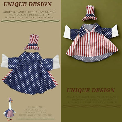 Independence Day Style Cute Outfit for 23-Inch Cement Goose – Outdoor Garden Yard Porch Decor