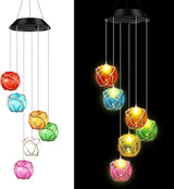 Wonderjune Solar Wind Chimes Nautical Ball Beach Theme Lights Outdoor Mobile Wind Chime LED Light for Garden Patio Yard Porch Decoration Gifts(Multicolor)