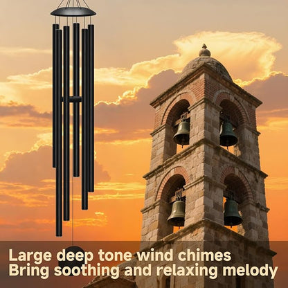 66" Extra Large Wind Chimes for Outside Deep Tone, 6 Thick and Bold Aluminum Tubes Tuned Relaxing Melody Wind Chime, Big Wind Chimes for Garden Patio Decor, Great Gift Idea for Mother's Day (Black)