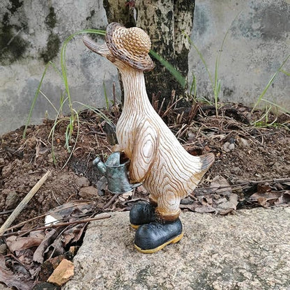 Garden Statues Duck Animal Cartoon Resin Cute Funny Cartoon Duck Garden Statues Indoor Outdoor Decorations Figurine Gift for Wedding Art Décor