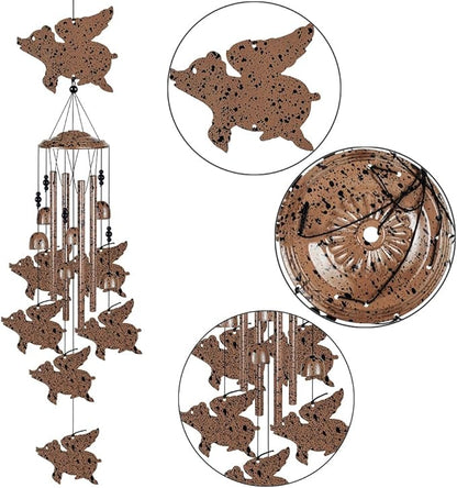 Flying Pigs Wind Chimes for Garden, Home, Balcony, Yard, Outdoor Decoration, Pig Wind Bells, Memorial Wind Chime, Wind Catcher, Blessing Wind Bells Xmas Gifts for Mom, Grandma, Family, Women, Friend