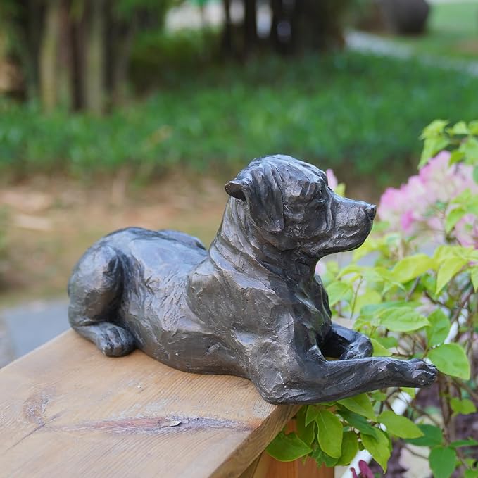 Large Labrador Dog Statues Outdoor – 16.75inch Black Resin Labrador Memorial Statue 4.1lb Décor Sculpture Large lab Outdoor Figurines for Dog Lovers 16.75L*9.75W*9.5H