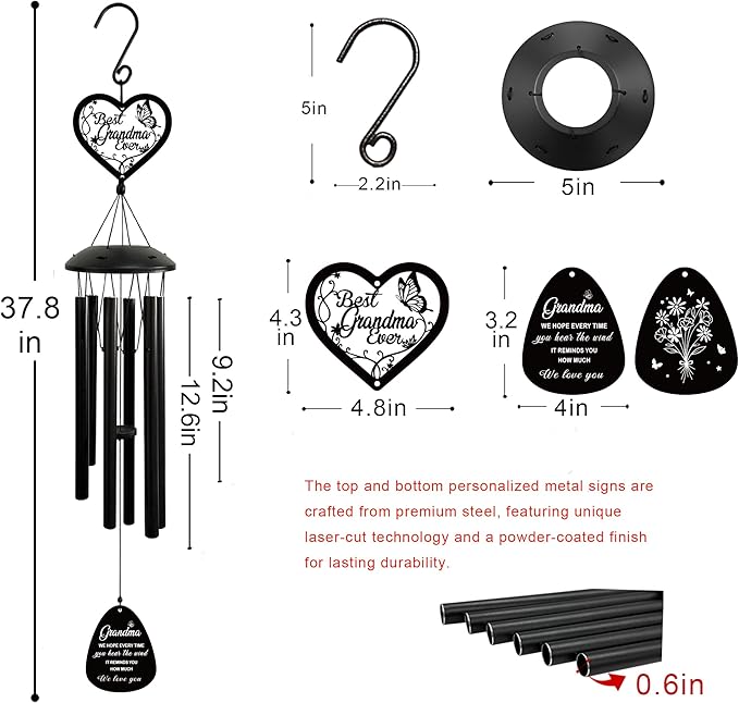 Wind Chime Gifts for Grandma for Grandma from Grandkids Grandma Birthday Gifts Outdoor Wind Chimes for Garden Yard Patio Porch Decor