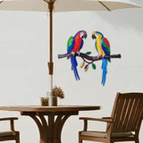 Limygus Tropical Metal Parrot Wall Art, Colorful Double Bird Garden Decor, Outdoor Hanging Decorations for Patio, Fence, Yard, Living Room, Balcony