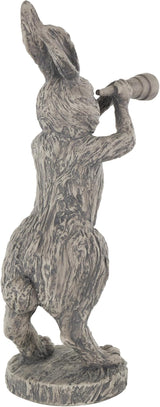 Deco 79 Polystone Rabbit Textured Sculpture with Telescope, 8" x 12" x 22", Gray