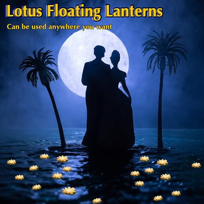 Hortsun 12 Pcs Floating Lotus Lights with Batteries Lily Pads Pool Flowers Floating Candles Decor Artificial Pond Plants Decorations for Pool Pond Outdoor Indoor (White,3.94/5.91 Inch)