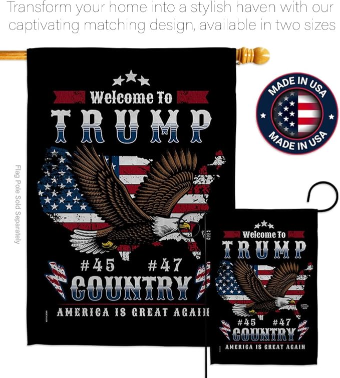 Welcome to Trump Country Flag Yard Sign Wall Hanging Decor Home Poster Rally Shooting MAGA Vance 2024 Political Poster Lawn Garden Outdoor Patriotic Patio Decoration Republican Gift Made in USA