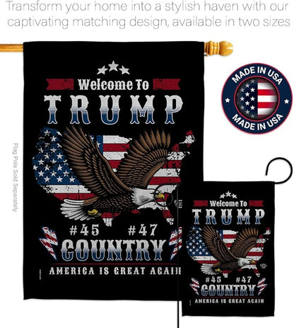 Welcome to Trump Country Flag Yard Sign Wall Hanging Decor Home Poster Rally Shooting MAGA Vance 2024 Political Poster Lawn Garden Outdoor Patriotic Patio Decoration Republican Gift Made in USA