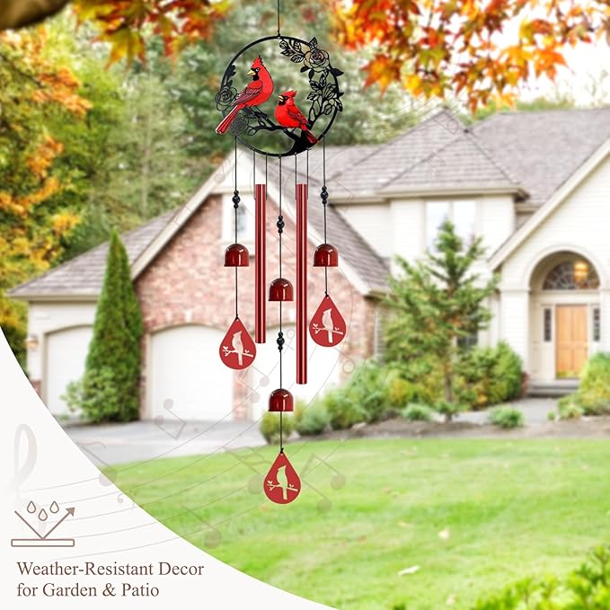 Wind Chimes for Outside Cardinal Wind Chimes Windchimes Outdoors Red Bird Wind Chime Cardinal Gifts for Women Mom Grandma Sisters
