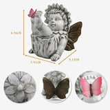 Suyorpe Fairies for Fairy Garden Solar Decor - Fairy Figurines Resin Outdoor Statues Ornaments with Light up Butterfly for Patio,Lawn,Yard,Porch,Outside Angel Gifts