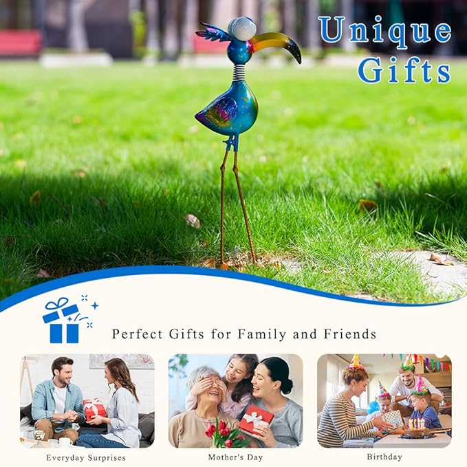 18.9" Metal Peacock Garden Statue - Weather-Resistant Outdoor Bird Figurine, Yard Art Decor for Lawns and Patios, Unique Gift for Gardening Enthusiasts