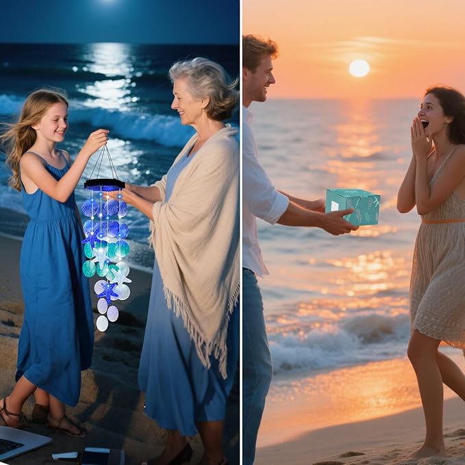 Mom Grandma Nana Gifts for Mothers Day Wind Chimes for Outside Garden, Birthday Gifts for Mom Grandma Handcrafted Capiz Shell Solar Wind Chimes Outdoor Memorial & Sympathy Gifts for Home Yard Decor