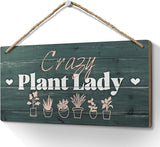 Heuhuww Plant Lover Gifts,Crazy Plant Lady Wood Sign 6x12 Inch Funny Garden Gift,Garden Door Decor,Plant Lady Hanging Gardening Signs for Plant Mom Plant Lovers