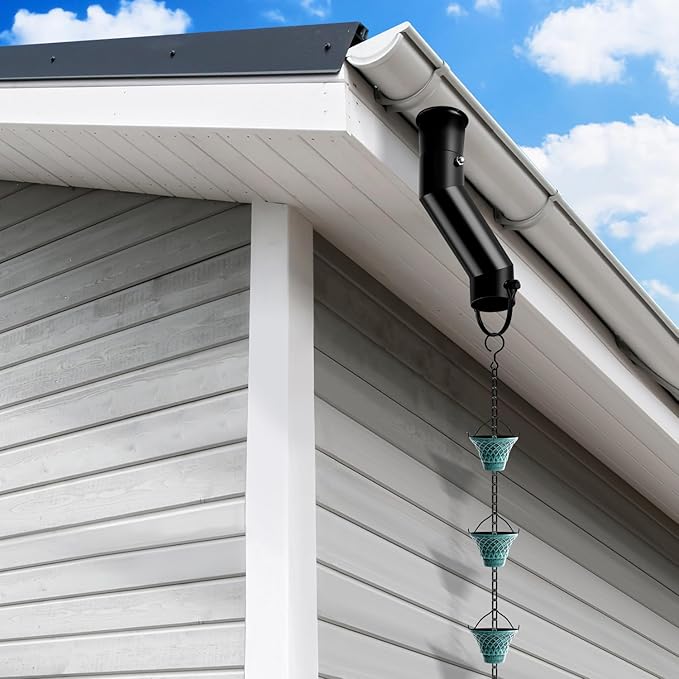 Tfro & Cile Rain Chain Gutter Adapter Black Installation Suit for Gutter Downspout Outlet