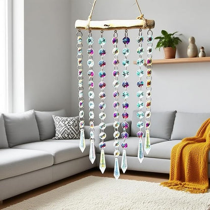 Crystal Window Suncatchers, Hanging Prism Sun Catcher Ornament Garden Rainbow Maker Wind Chime Crystal Prisms Ornament for Wedding, Party, Bedroom Decor
