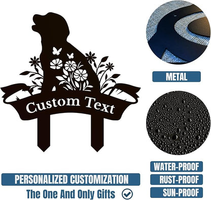 Personalized Metal Custom Garden Sculptures Statues, Yard Art,Shed, Flowerbed Decoration, Outdoor Decor, Animal Stake Pack, Cat Kitty Rabbit Bunny Dog Puppy Flower Metal Signs (Dog B)