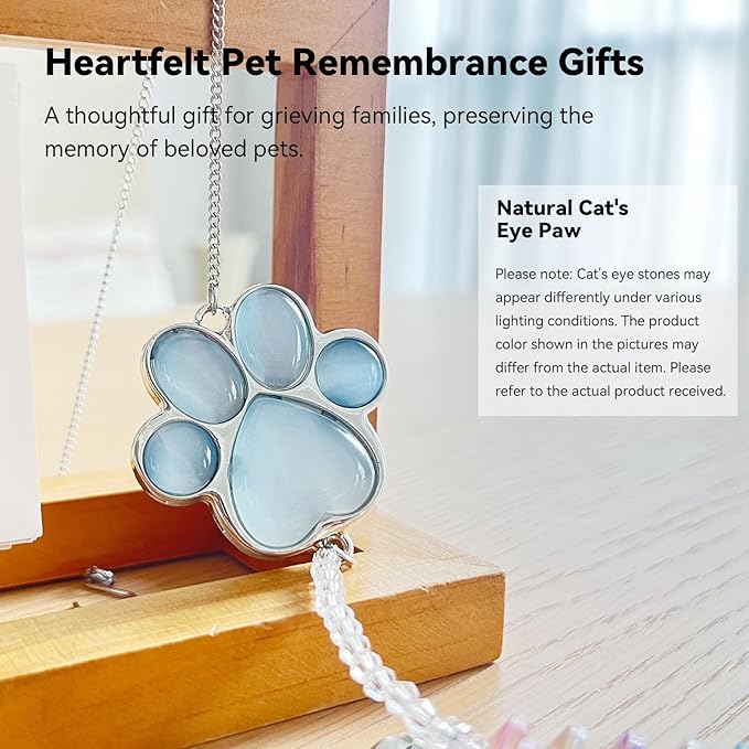 Dog Memorial Gifts for Loss of Dog, Pet Memorial Gifts for Dogs, Thoughtful Bereavement Remembrance Crystal Suncatcher with Sympathy Card (Sympathy Blue)