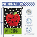 Welcome Back to School Garden Flags Apple Alarm Clock Yard Flags First Day of School Supplies Garden Flag Double Sided 12x18 Inch for Outdoor Yard Decoration