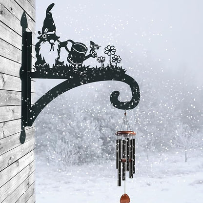 Hanging Plant Bracket Heavy Duty Iron Ornamental Gnome Silhouette Hanging Plant Hangers Outdoor 12 inch Hanging Basket Bracket Hook Wall Mounted for Flower Pot, Lantern, Bird Feeder, Wind Chimes