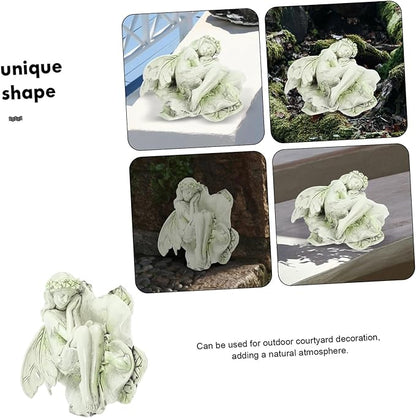 Toyvian Sleeping Resin Figurine Garden Statue Decor for Home Outdoor Lightweight Sculpture for Desk Elegant Fairy Ornament