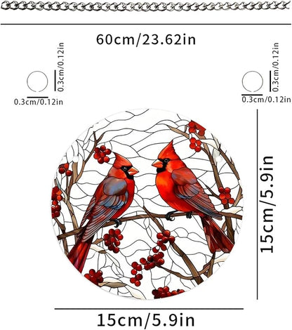 1 pcs 5.9'' Acrylic Window Hanging Cardinal Suncatcher Decor,Red Bird Suncatcher Panel Outdoor Wall Art Stained Panel Hangings Gift for Home Garden Ornament for Birds Lover (Style A)