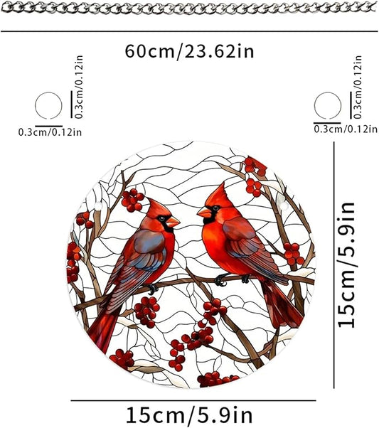 1 pcs 5.9'' Acrylic Window Hanging Cardinal Suncatcher Decor,Red Bird Suncatcher Panel Outdoor Wall Art Stained Panel Hangings Gift for Home Garden Ornament for Birds Lover (Style A)