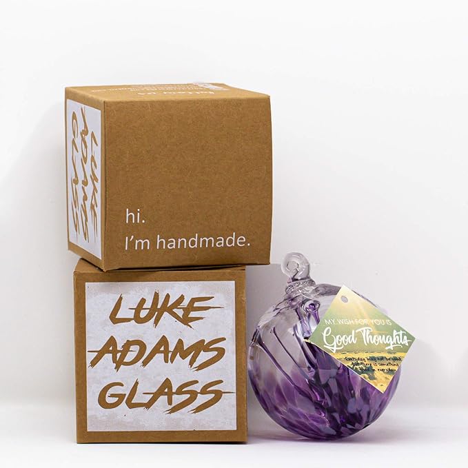 Luke Adams Handmade Glass Gazing Balls for Garden – Hand Blown Glass Gazing Ball for Yard Décor – Decorative Garden Globe (Purple Crush/Lavender)