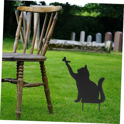 GANAZONO Iron Wool Decoration Outdoor Sign Kitten Ornament Outdoor Ornament Metal Animal Stakes Art Garden Statue Decor Decoration Lawn Art Decoration Cat