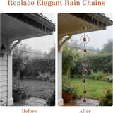 Hanging Rain Chime Metal Rain Chain Garden Wind Chimes Decorative Bell Musical Rain Feng Shui Good Luck Chimes for Gutter Drainage Home Outside Decor