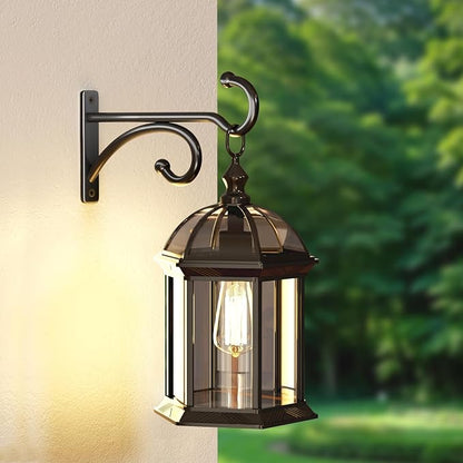 6" Plant Hanger Hooks Outdoor Indoor Planter Hooks, Wall Mounts for Hanging Plants, Baskets, Wind Chimes, Bird Feeders, Lanterns, Bird Houses (Black Metal, 2-Pack)