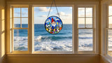 Funoasis Easter Bunny and Gnome Stained Glass Suncatcher - 6.3 Inches Window Hanging Ornaments for Spring Holiday Home Decoration