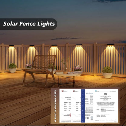 Solar Fence Lights 8 Pack,100 Lumens Outdoor Fence Solar Lights with 12 Modes RGB Color Glow LED Outdoor Waterproof for Wall, Yard, Patio, Pool, Porch, Holiday Decor