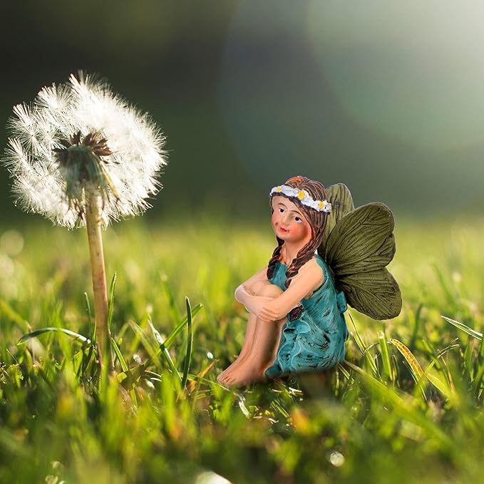 Blulu 6 Pieces Garden Miniature Fairies Accessories Fairy Garden Decor with Stick Mini Figurines Accessories Ornaments for Outdoor Indoor Yard Lawn Decoration