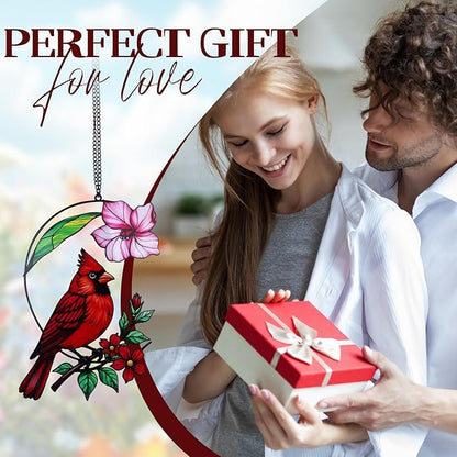 Cardinal Gifts for Women, Cardinal Sun Catcher for Window Hanging, for Mom Grandma Bird Lovers, Spring Suncatcher Garden Decor for Indoor Outdoor Windows