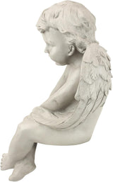 Design Toscano JE101261 Angel of Meditation Shelf Sitting Statue, 13 Inch, Polyresin, Antique Stone
