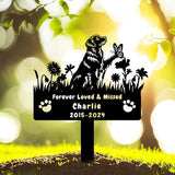 Custom Golden Retriever Dog Memorial Grave Marker,Personalized Metal Flora Dog Memorial Stake,Dog Memorial Plaque Burial Stake Engraved Sign,Sympathy Grave Stake for Lost Dog,Dog Headstone