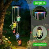 Solar Wind Chime for Outside,Color Changing Solar Lights Windchime Outdoor,Hanging Lantern Decoraition for Patio,Porch,Yard,Dangler Mobiles