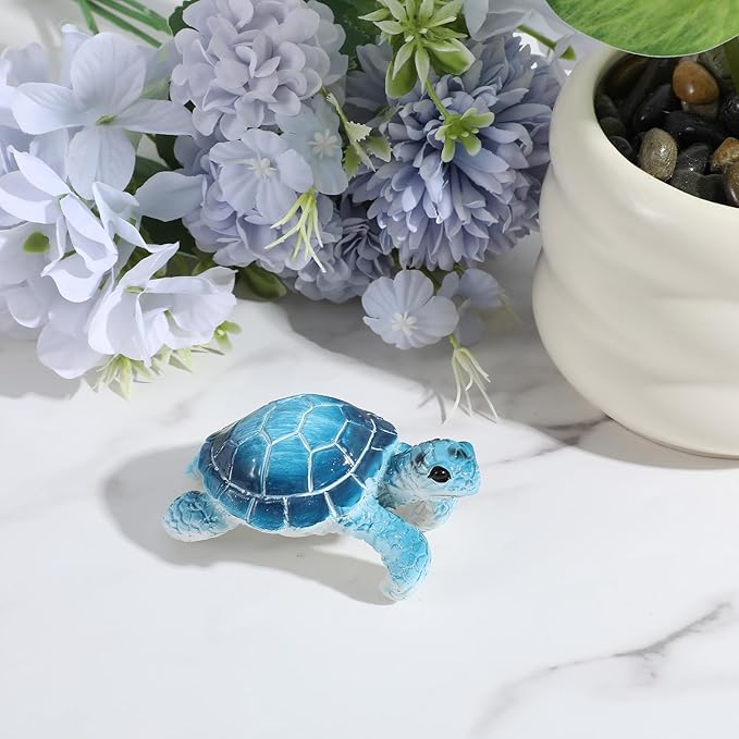 Sea Turtle, Blue Turtle Statue, Hanging Resin Turtles Flower Pot Decorative Sculptures Used for Indoor and Outdoor Gardens, Courtyards and Home Decor