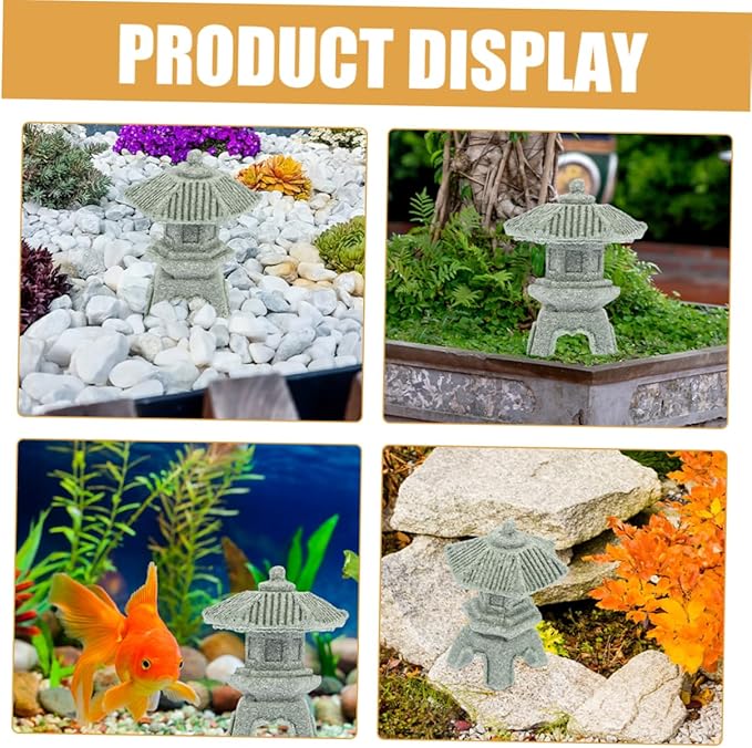 Yardwe 4pcs Miniature Sandstone Pagoda Statues Zen Decor for Use Japanese Lantern Sculptures for Bonsai and Aquariums