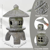 Nuanchu Small Pagoda Statue 12 x 8 Asian Garden Pagoda for Outdoor Zen Decor, Japanese Chinese Concrete Temple Tower Lantern, Marble Tone Aged Miniature Landscape Sculpture for Courtyard