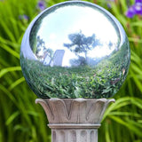 Polished Stainless Steel Gazing Ball Shiny Reflective Garden Sphere for Lawn Decoration 12-inch Mirror Garden Globe Ornament