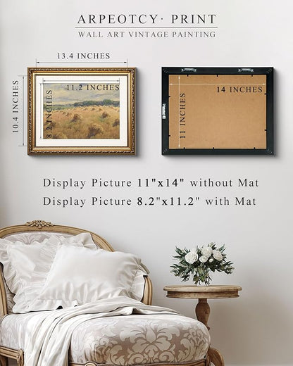 ARPEOTCY Vintage Gold Framed Wall Art, Swale Land Scenery Retro Paintings, Canvas Prints Artwork with Antique Frame, Victorian Wall Picture Decor for Room Gallery Living Room 13x16 inch