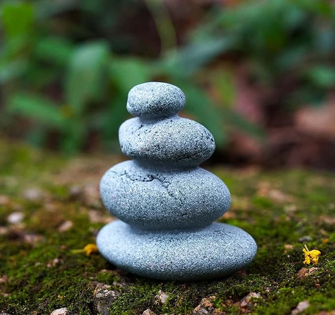 2 PCS Zen Stacking Stones, Handmade Rocks Statues Japanese Garden Decor, Office Relaxing Yoga Meditation Accessories (2 PCS)