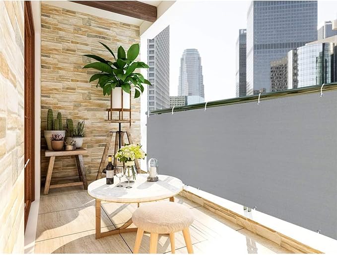 LOVE STORY Balcony Privacy Screen, 3.3'x19.7' Deck Shield Screen Fence Cover,UV Protection and Weather-Resistant,3 FT Height for Deck, Patio, Backyard, Outdoor Pool, Porch, Railing, Gray